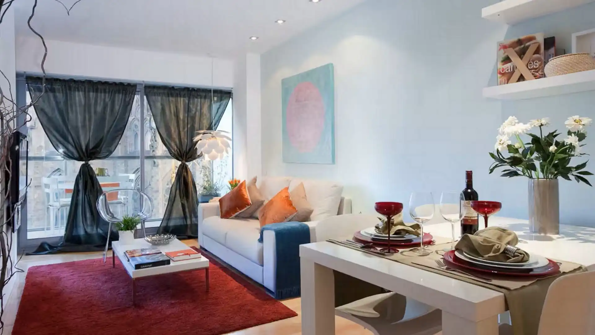 Sala d'estar de Apartament de lloguer en  Barcelona Capital amb Aire condicionat, Calefacció i Moblat