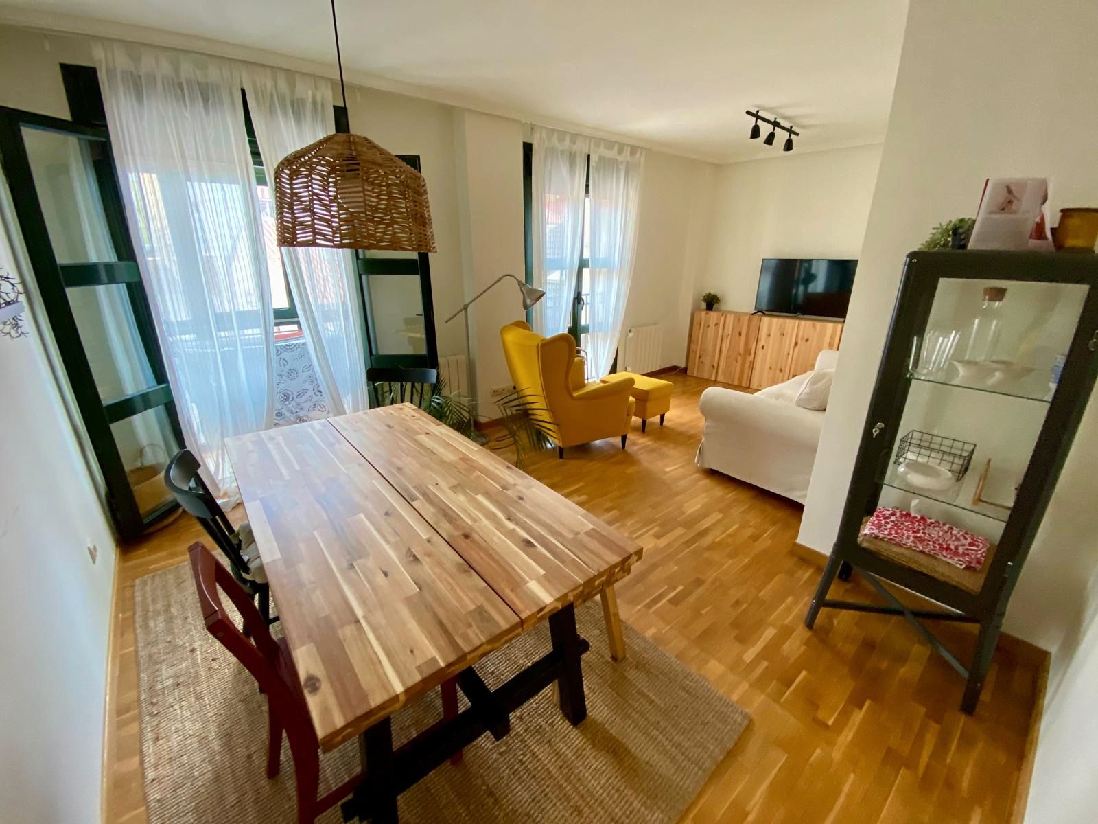 Sala d'estar de Pis de lloguer en Gijón  amb Calefacció, Parquet i Moblat