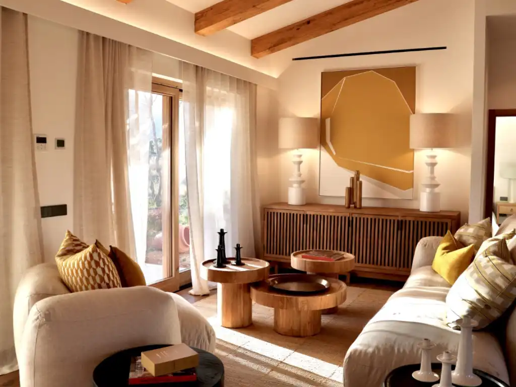 Sala d'estar de Finca rústica en venda en Capdepera amb Jardí privat, Piscina i Forn