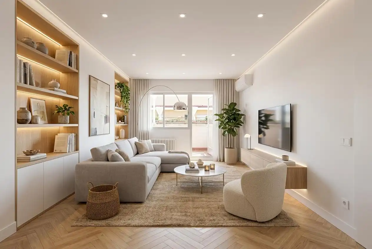 Wohnzimmer von Dachboden zum Verkauf in Madrid mit Klimaanlage, Heizung und Parkett