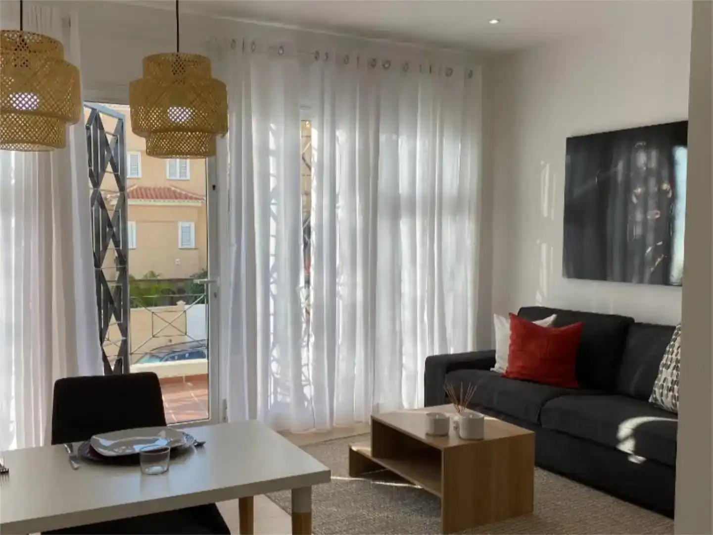 Sala de estar de Piso de alquiler en Adeje con Aire acondicionado, Piscina y Amueblado