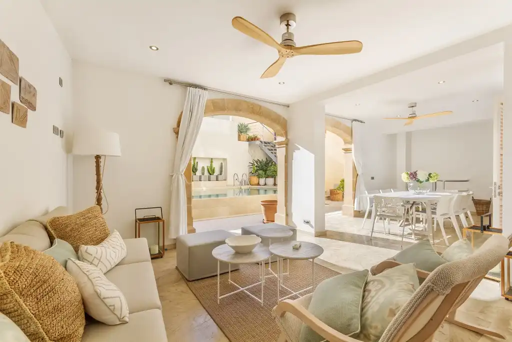 Living room of Country homes for sale in Pollença  with Air Conditioner, Heating and Private garden
