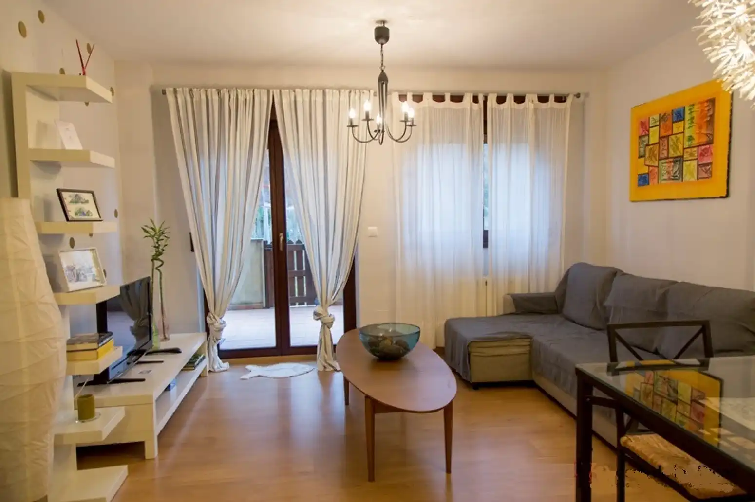 Wohnzimmer von Wohnung zum Verkauf in Rionansa mit Heizung, Privatgarten und Parkett