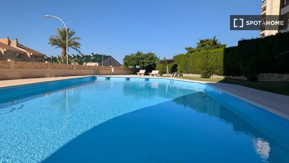 Piscina de Apartament per a compartir en Alicante / Alacant amb Aire condicionat, Terrassa i Moblat