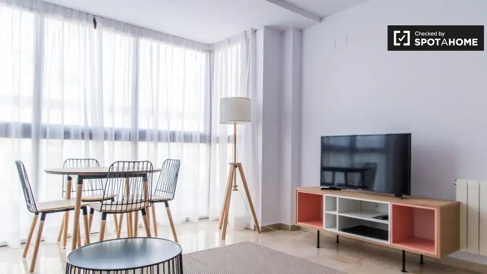 Living room of Flat for rent in Valencia  with Air Conditioner, Heating and Furnished