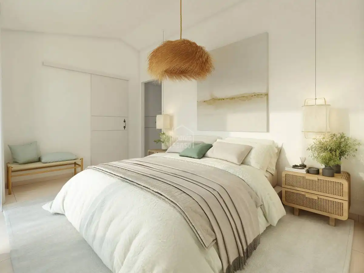 Dormitori de Apartament en venda en Es Mercadal amb Jardí privat, Terrassa i Piscina