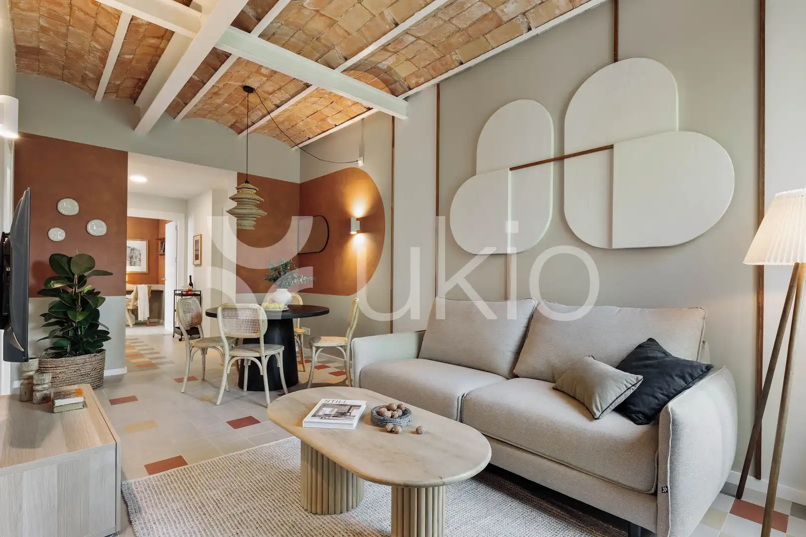 Sala de estar de Apartamento de alquiler en Barcelona con Aire acondicionado, Calefacción y Amueblado