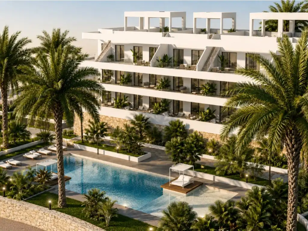 Vista exterior de Apartament en venda en Finestrat amb Piscina