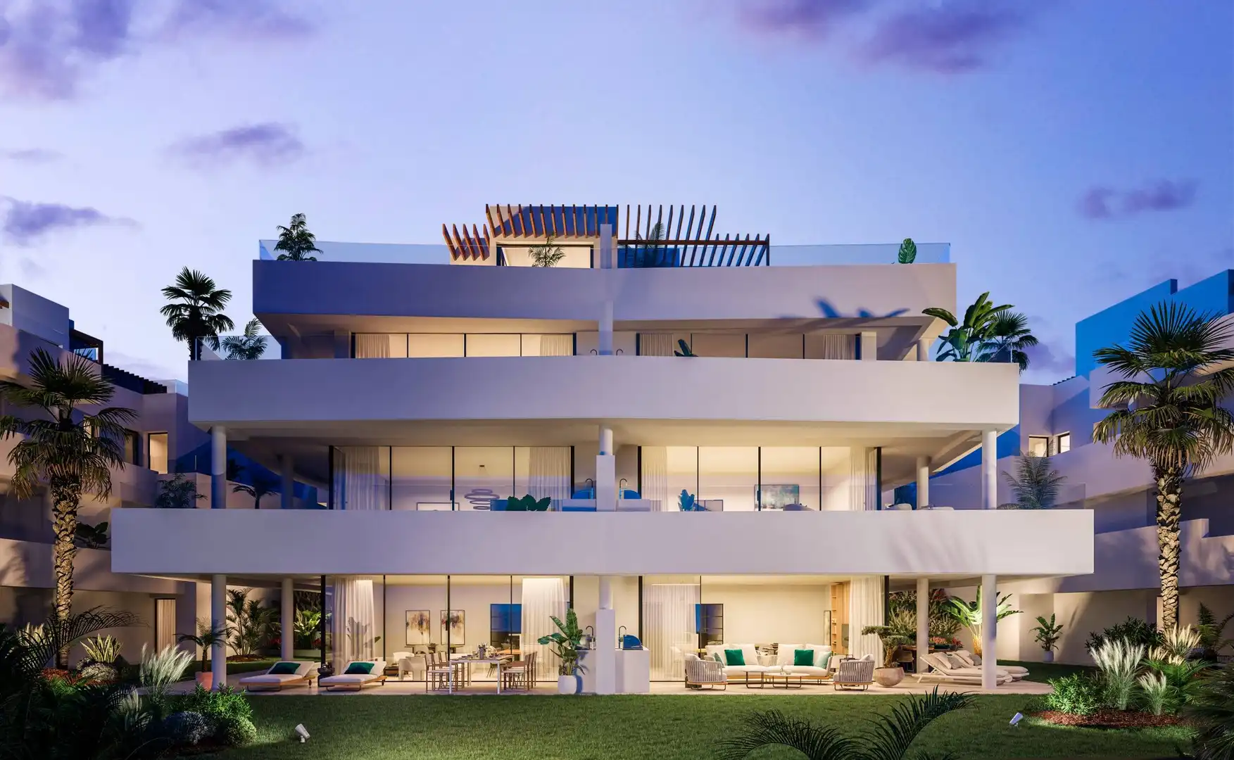 Vista exterior de Planta baja en venta en Estepona con Aire acondicionado, Calefacción y Jardín privado