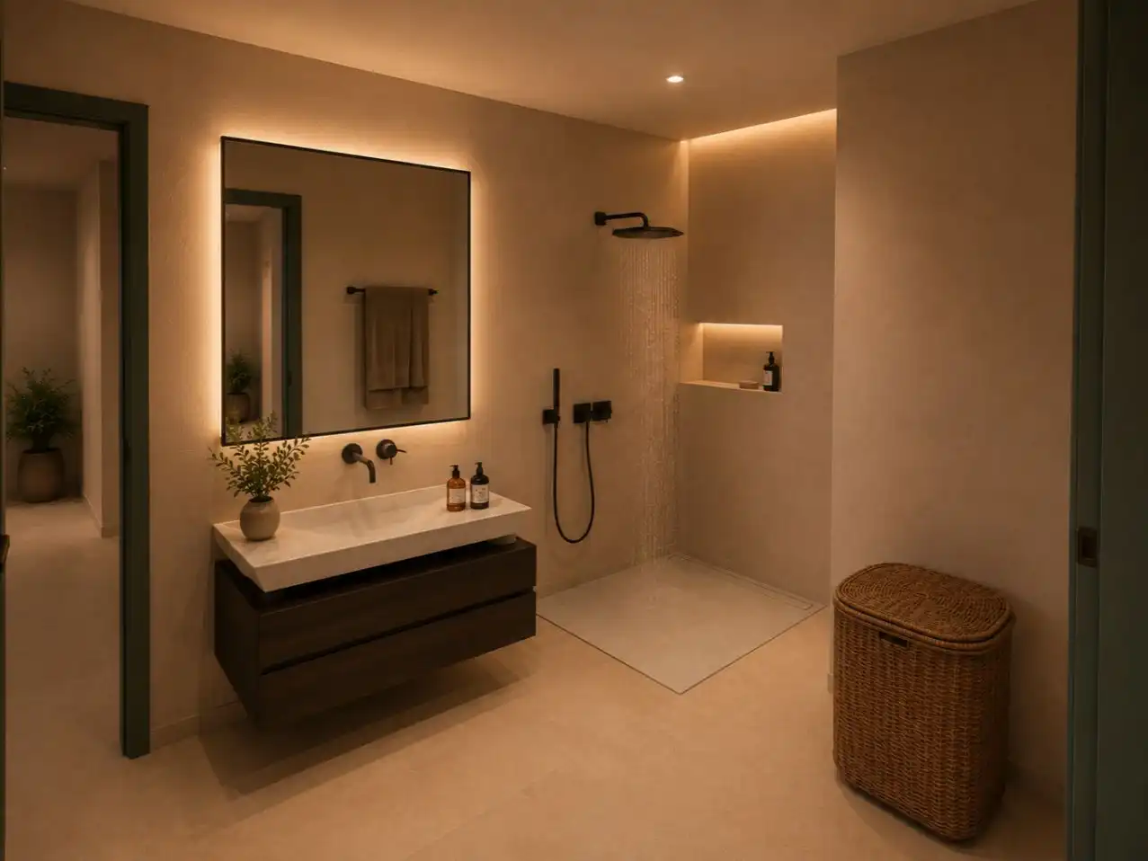 Badezimmer von Wohnungen zum Verkauf in Felanitx mit Klimaanlage, Privatgarten und Terrasse