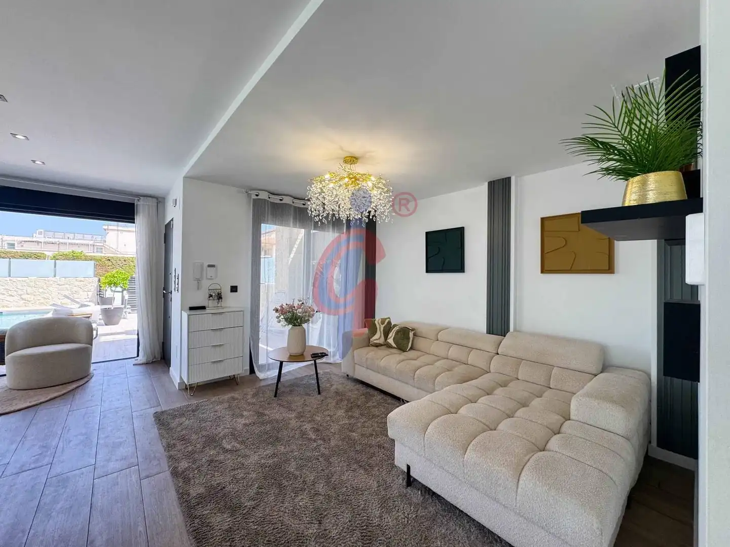 Sala d'estar de Casa o xalet en venda en Orihuela amb Aire condicionat, Terrassa i Piscina