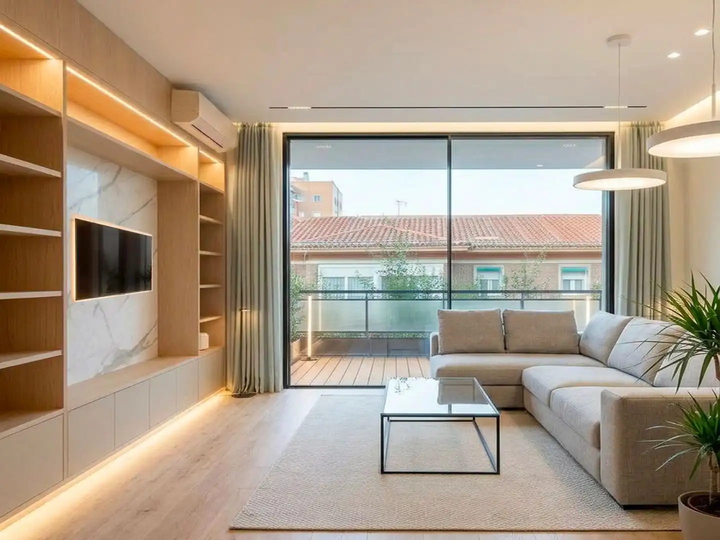 Sala de estar de Piso en venta en  Madrid Capital con Aire acondicionado y Terraza