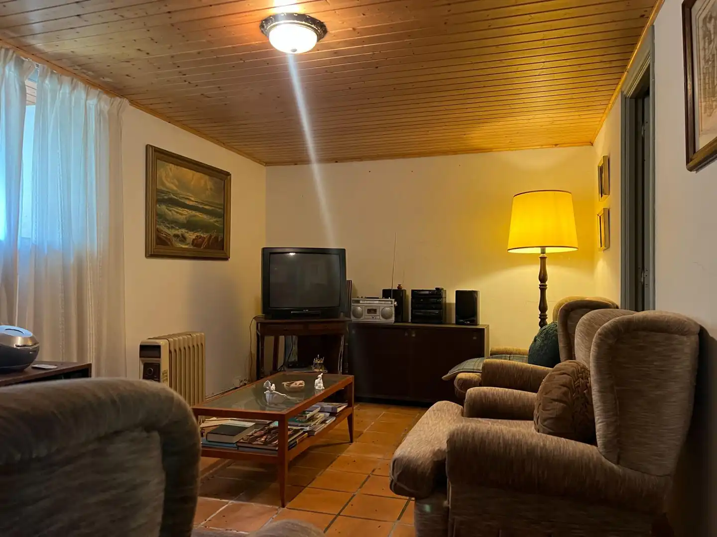 Wohnzimmer von Einfamilien-Reihenhaus zum Verkauf in Cambre  mit Privatgarten