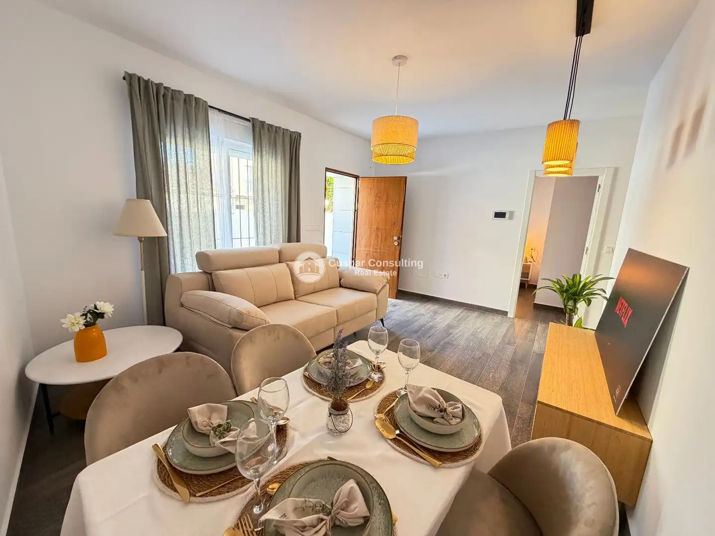 Wohnzimmer von Einfamilien-Reihenhaus zur Miete in San Javier mit Klimaanlage, Heizung und Privatgarten