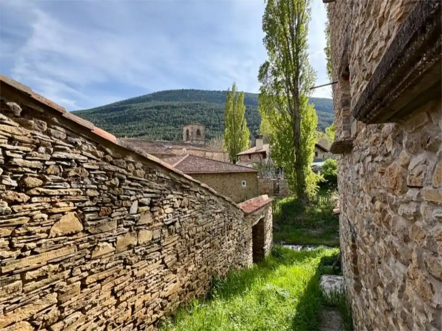 Vista exterior de Casa o xalet en venda en Villar del Río amb Jardí privat, Parquet i Moblat