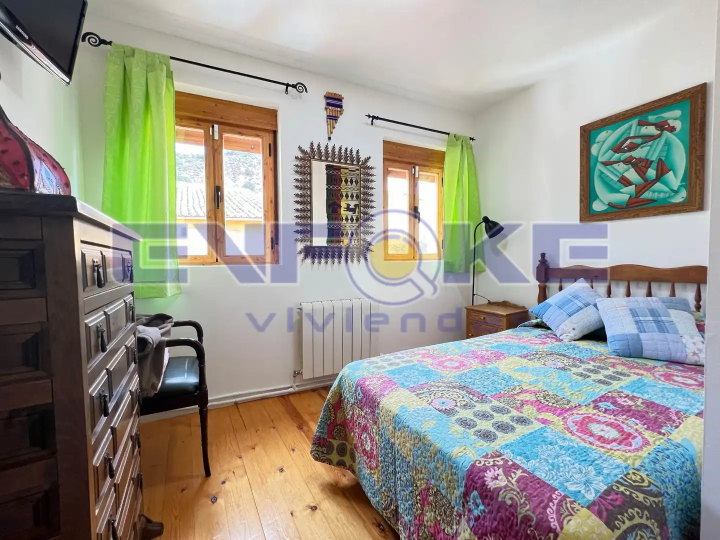 Schlafzimmer von Einfamilien-Reihenhaus zum Verkauf in Moratilla de los Meleros mit Heizung, Parkett und Möbliert