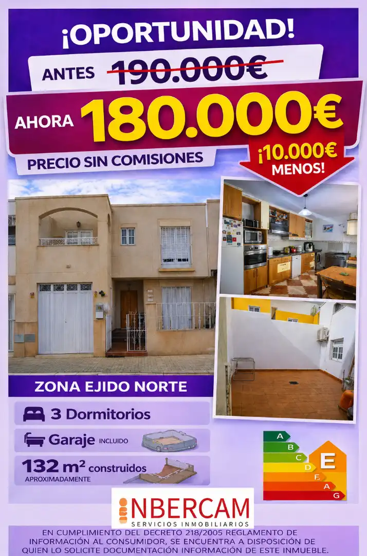 Vista exterior de Casa adosada en venda en El Ejido amb Terrassa i Moblat