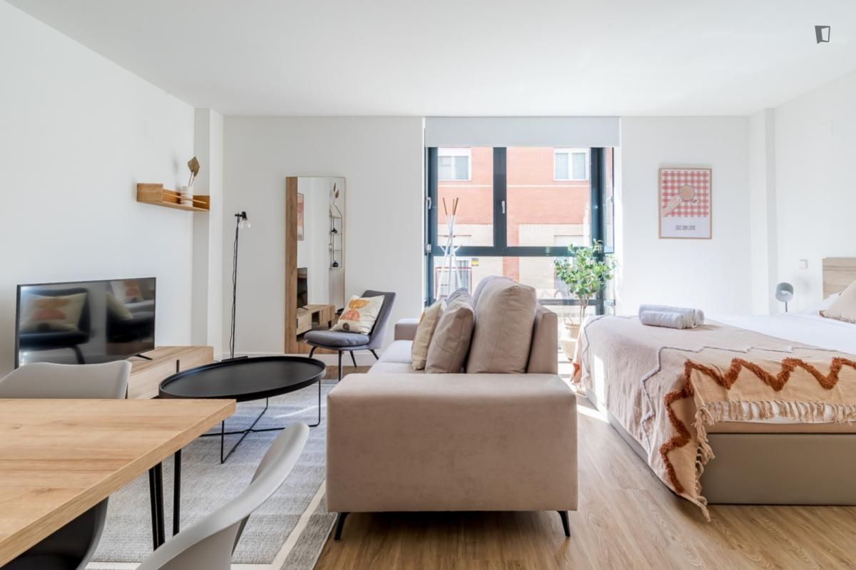 Living room of Study to rent in  Madrid Capital  with Air Conditioner, Furnished and Oven
