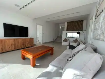Wohnzimmer von Haus oder Chalet zur Miete in Santa Eulària des Riu mit Klimaanlage, Terrasse und Schwimmbad