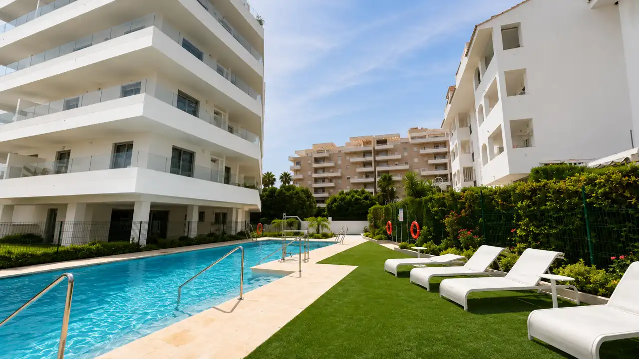 Piscina de Apartamento de alquiler en Marbella con Aire acondicionado, Calefacción y Terraza