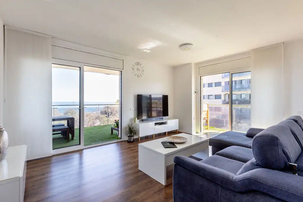 Sala de estar de Apartamento en venta en Mataró con Aire acondicionado, Calefacción y Parquet