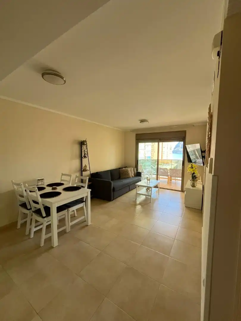 Sala d'estar de Apartament en venda en Calpe / Calp amb Aire condicionat, Calefacció i Terrassa