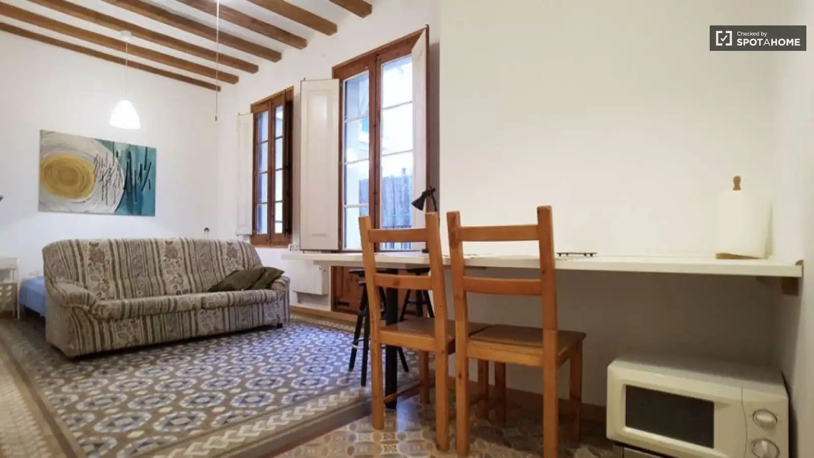 Sala de estar de Piso para compartir en Barcelona con Aire acondicionado, Calefacción y Terraza