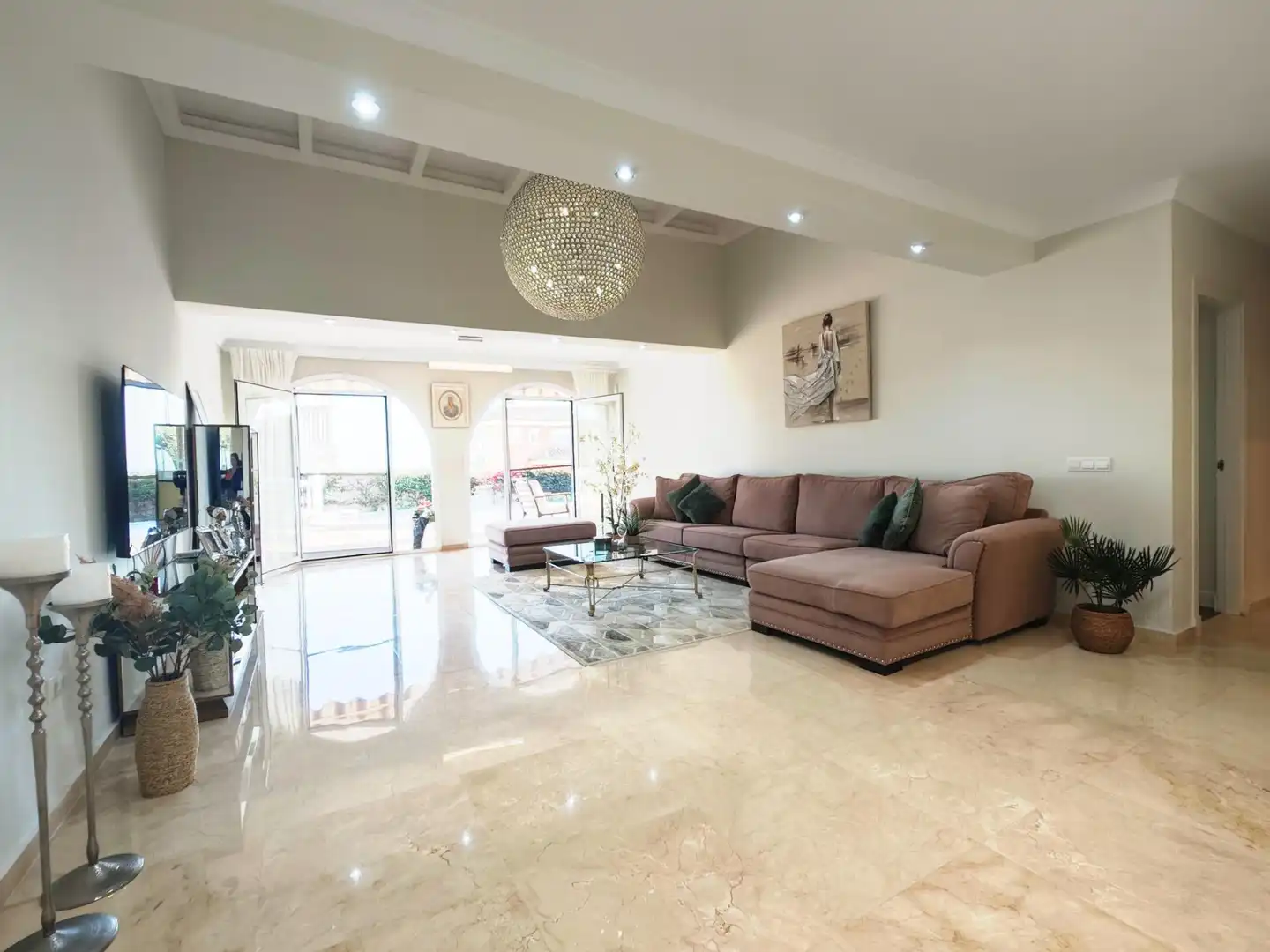 Sala d'estar de Casa o xalet de lloguer en Mijas amb Aire condicionat, Calefacció i Jardí privat