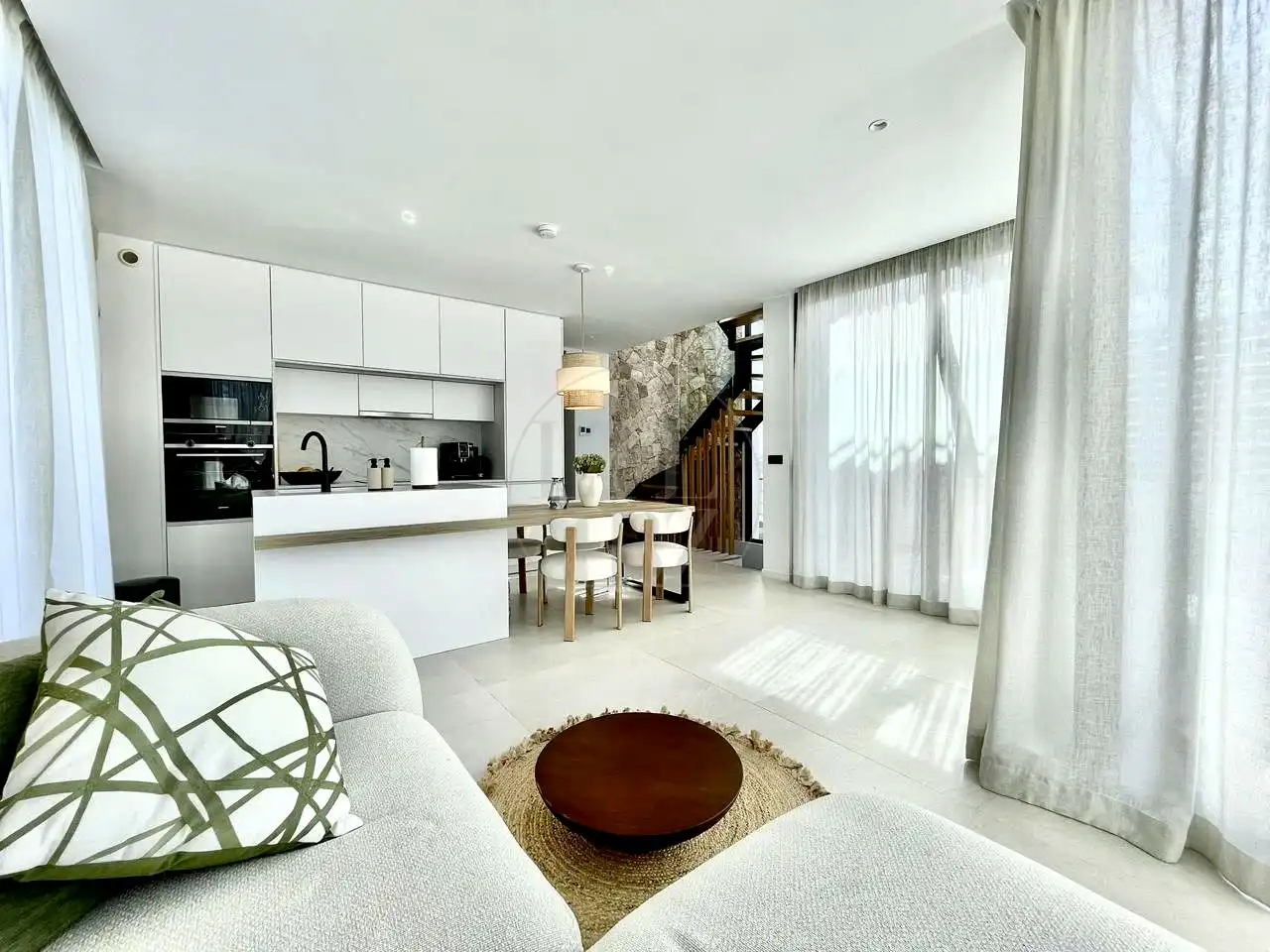Wohnzimmer von Haus oder Chalet zur Miete in Sant Josep de sa Talaia mit Klimaanlage, Privatgarten und Terrasse