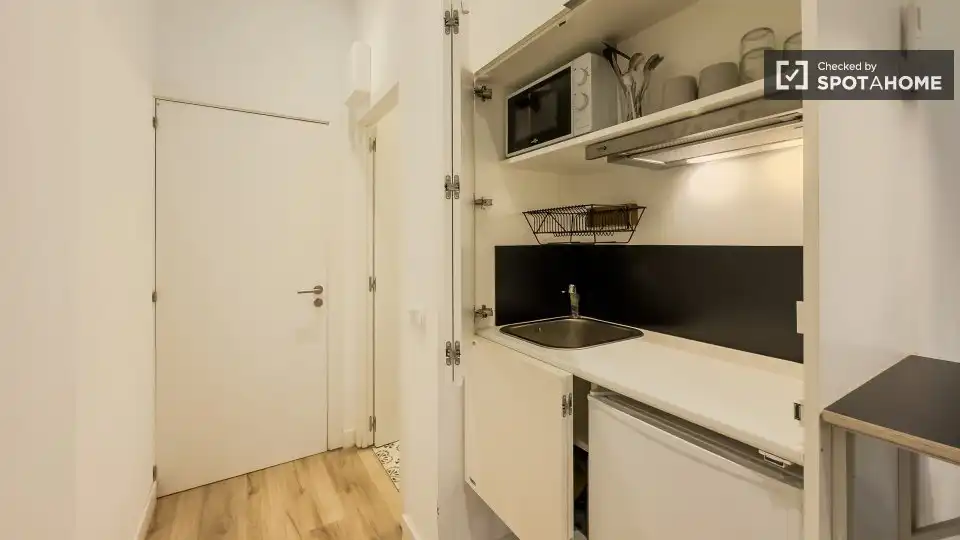 Cocina de Estudio para compartir en L'Hospitalet de Llobregat con Aire acondicionado y Terraza