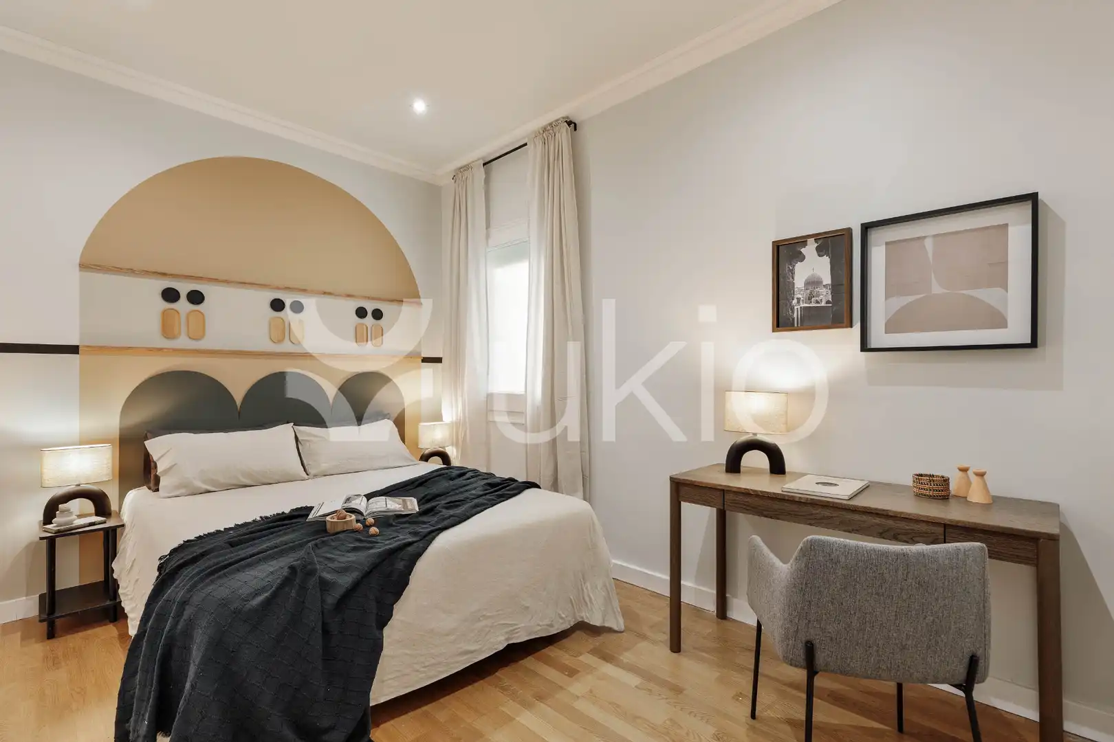 Schlafzimmer von Wohnungen zur Miete in Barcelona mit Klimaanlage, Heizung und Möbliert
