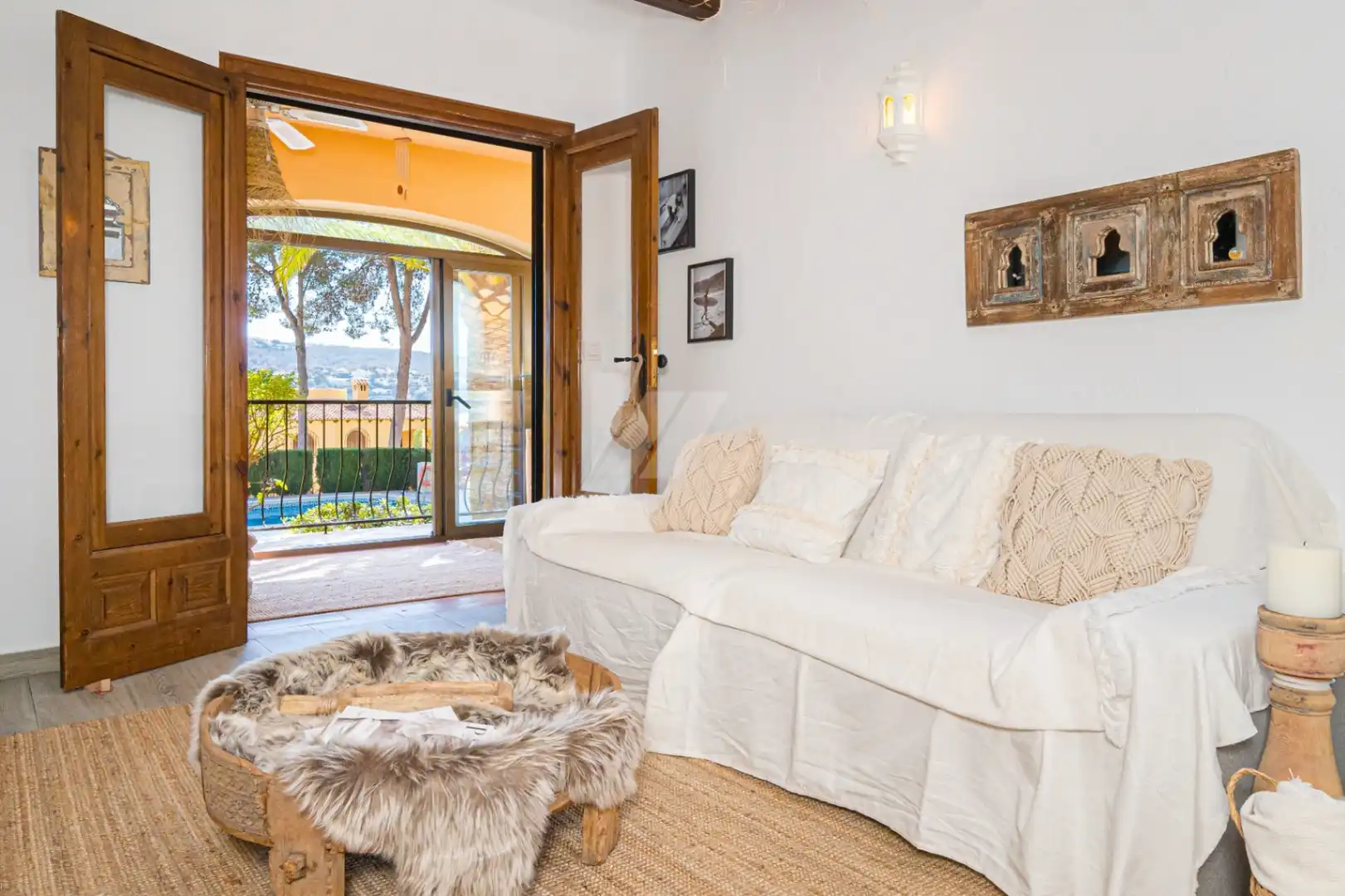 Sala d'estar de Apartament en venda en Moraira amb Aire condicionat, Calefacció i Jardí privat