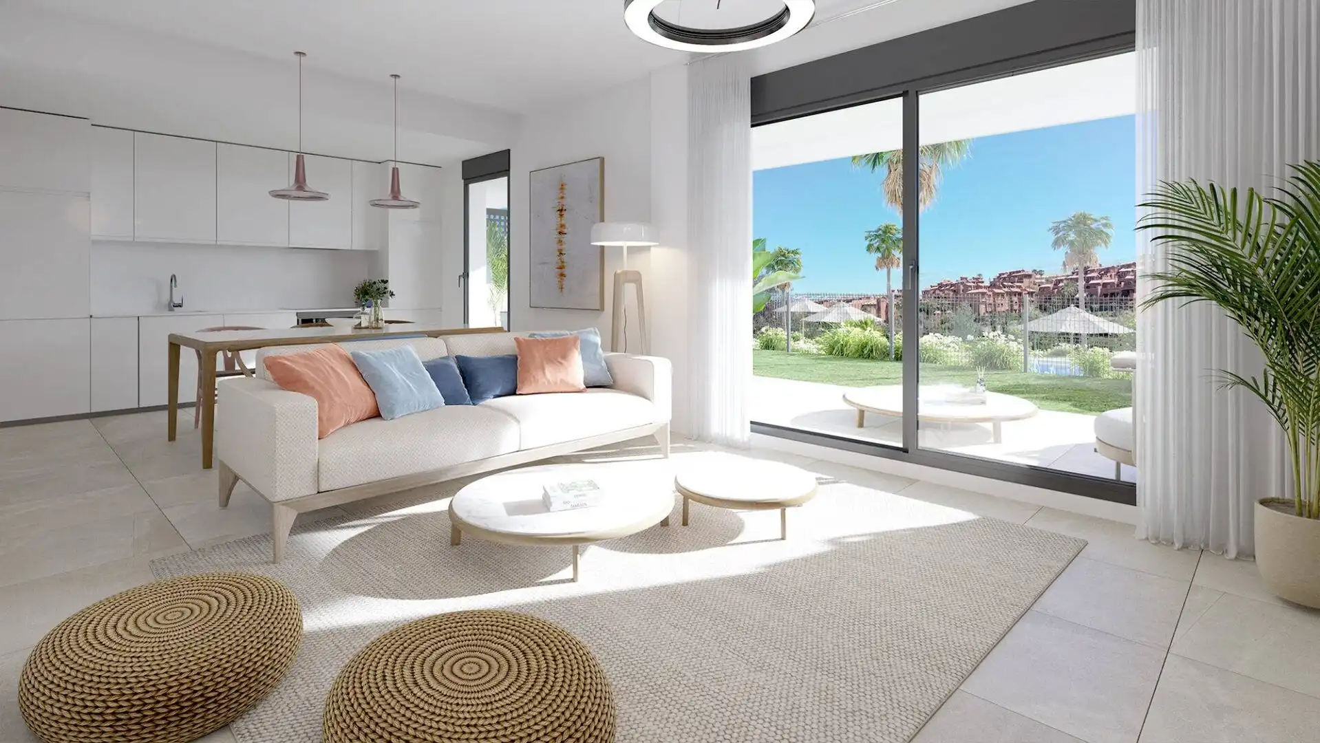 Sala d'estar de Planta baixa en venda en Estepona amb Aire condicionat, Calefacció i Terrassa