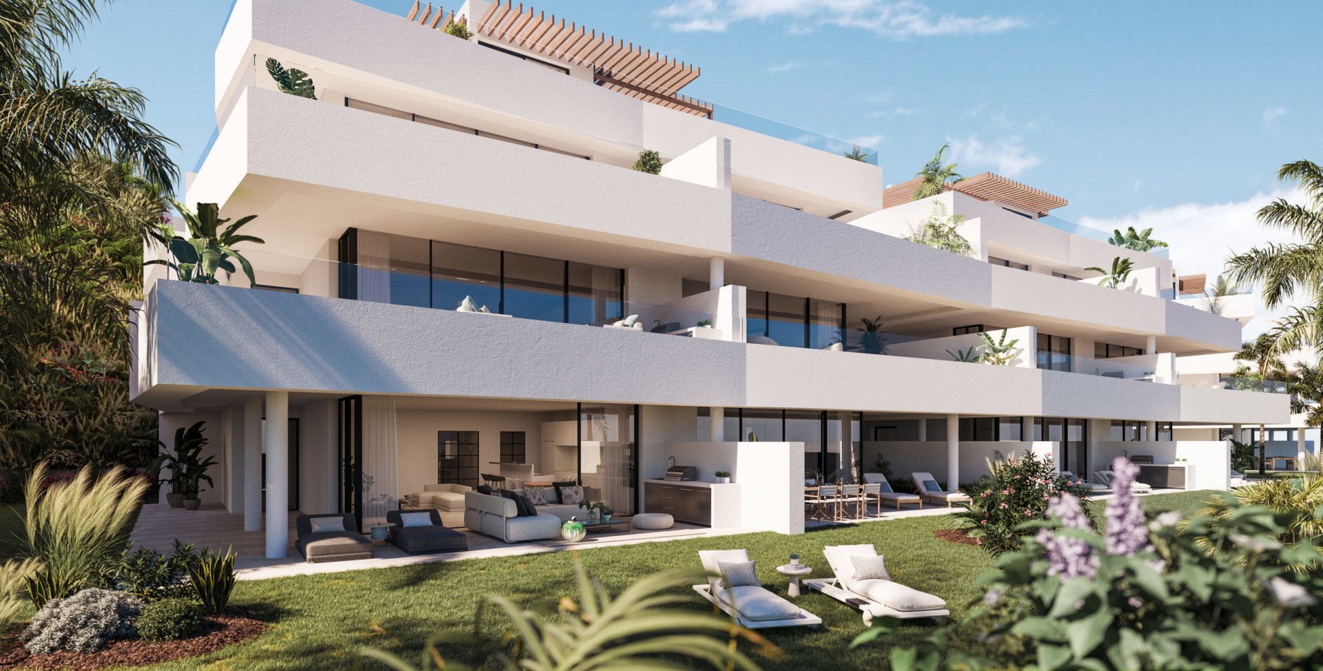 Vista exterior de Planta baixa en venda en Estepona amb Aire condicionat, Terrassa i Traster