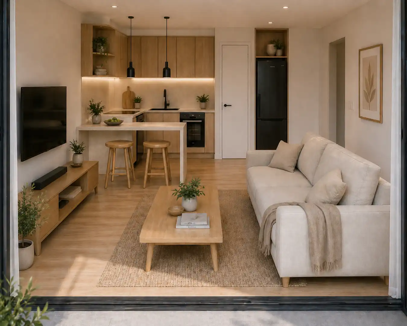 Wohnzimmer von Wohnungen zum Verkauf in Sanxenxo mit Klimaanlage, Heizung und Parkett