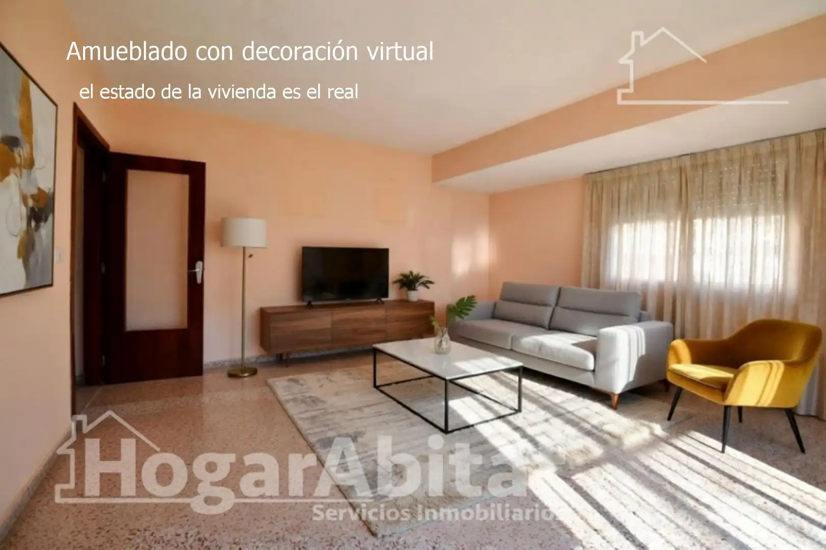 Sala de estar de Piso en venta en Oliva con Terraza, Amueblado y Balcón
