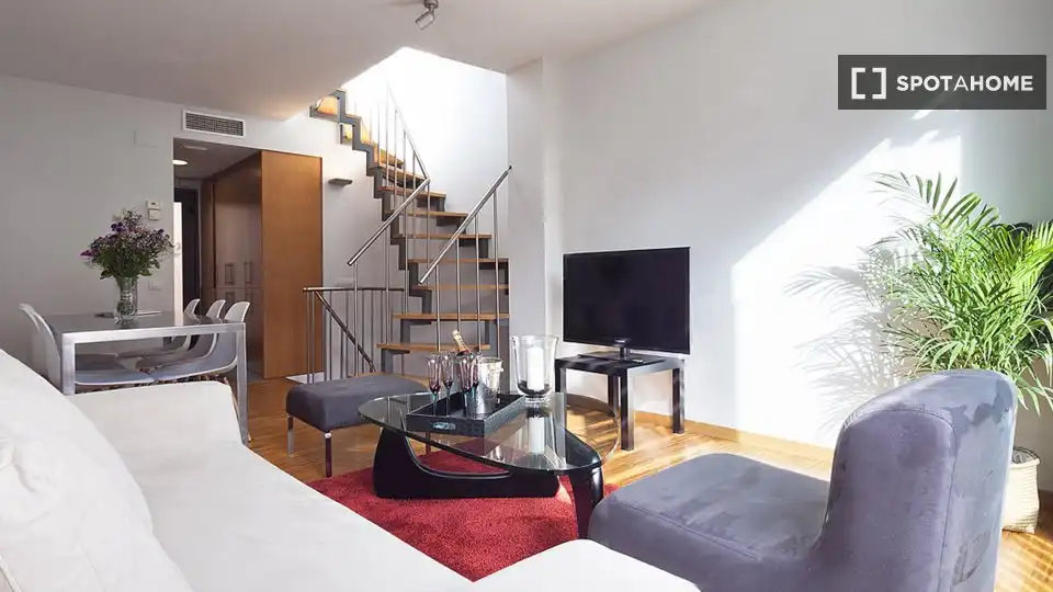 Sala de estar de Apartamento para compartir en Barcelona con Aire acondicionado, Calefacción y Terraza