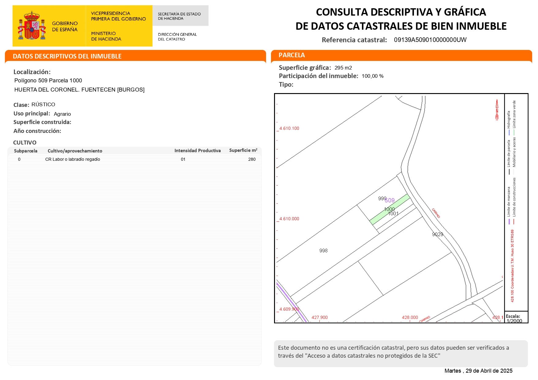 Exterior view of Land for sale in Fuentecén