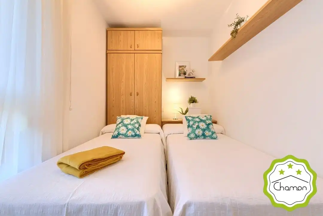 Schlafzimmer von Wohnung zur Miete in Noja mit Heizung, Privatgarten und Terrasse