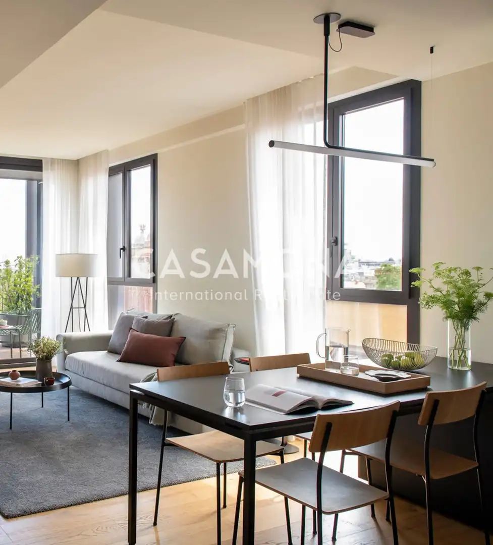 Sala de estar de Apartamento de alquiler en Barcelona con Aire acondicionado, Terraza y Internet