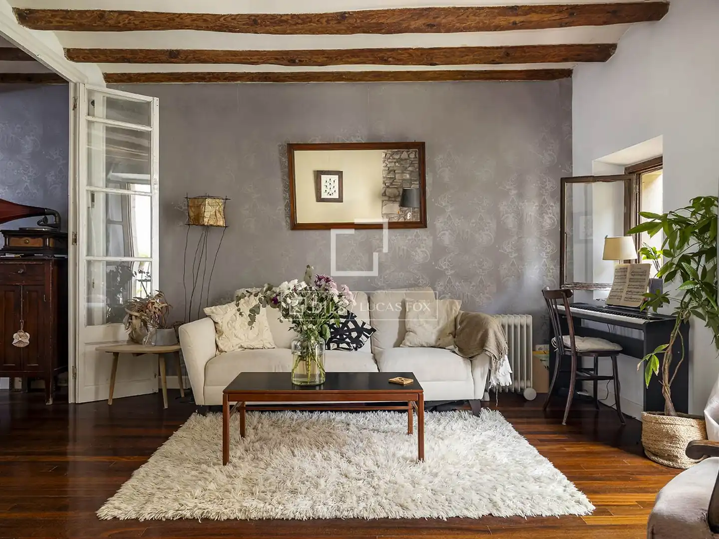 Sala de estar de Piso en venta en Barcelona con Parquet, Terraza y Balcón