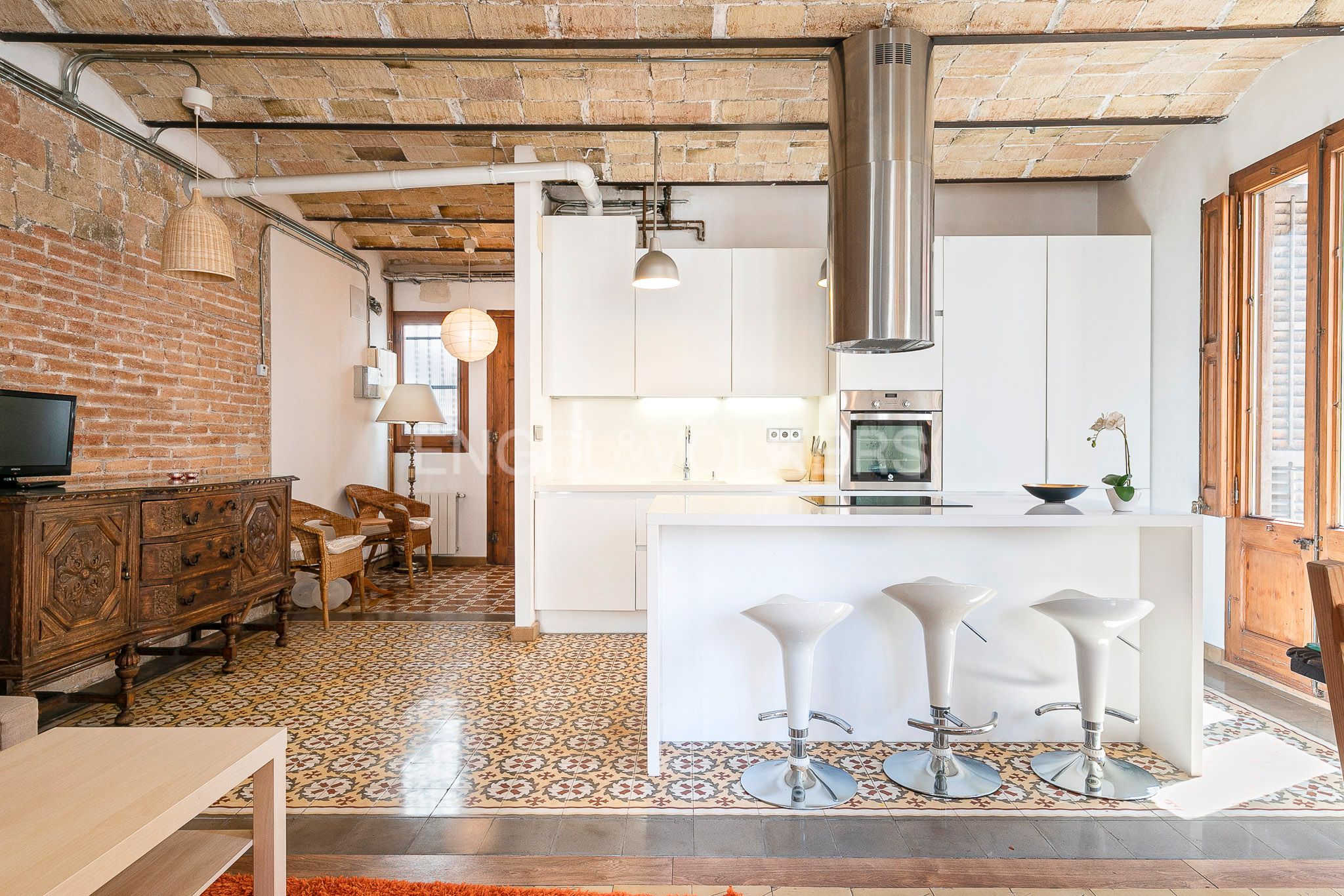 Kitchen of Apartment to rent in  Barcelona Capital  with Air Conditioner, Heating and Parquet flooring