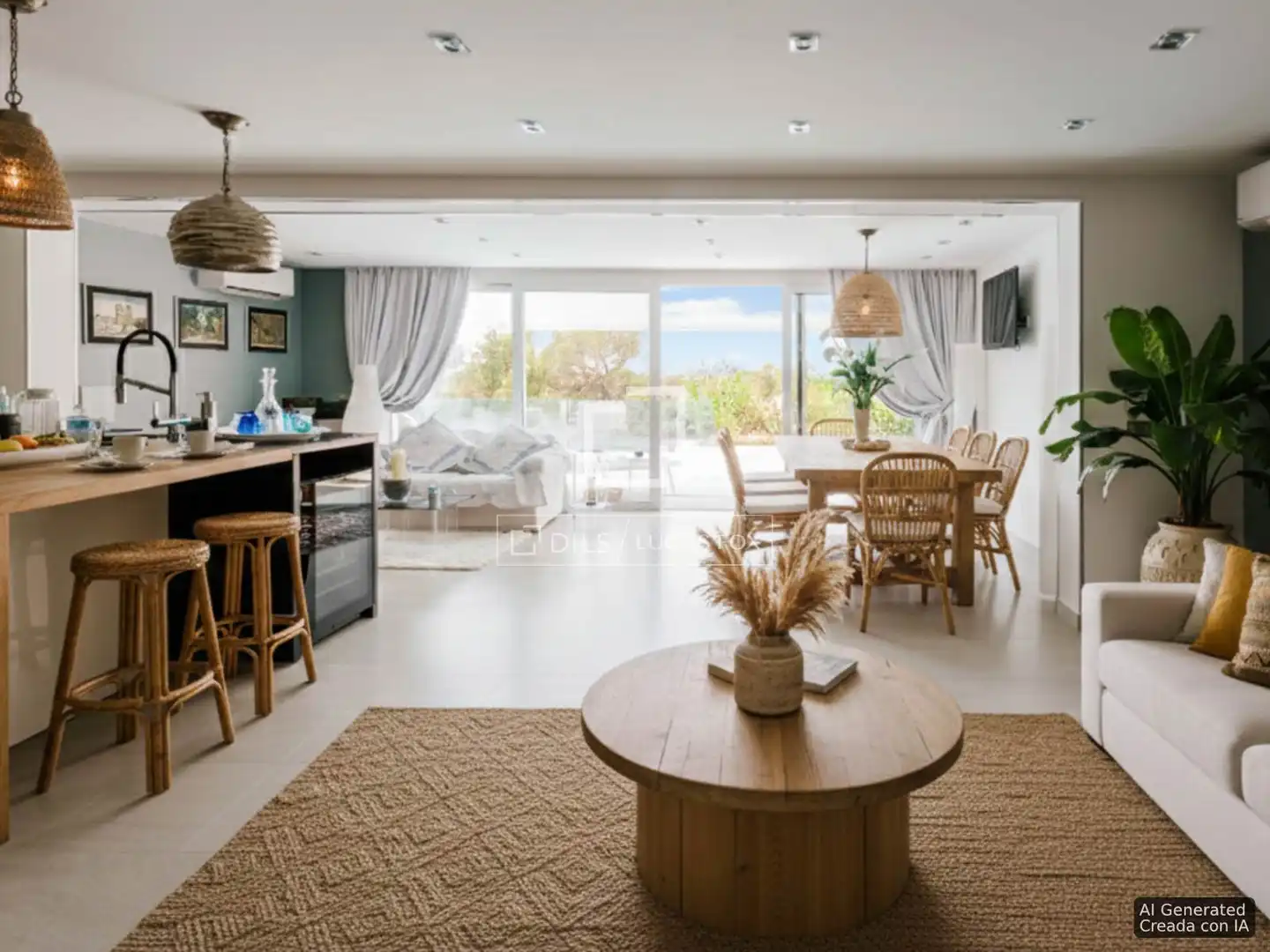 Sala de estar de Casa o chalet en venta en Sant Antoni de Portmany con Aire acondicionado, Jardín privado y Terraza