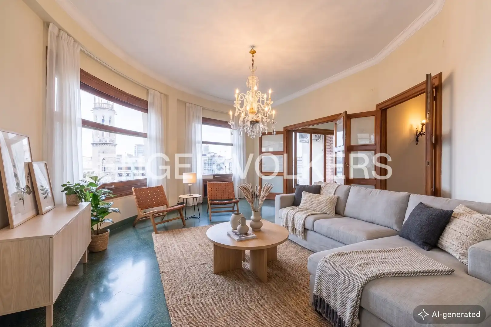 Wohnzimmer von Wohnung zur Miete in Valencia mit Klimaanlage, Heizung und Terrasse
