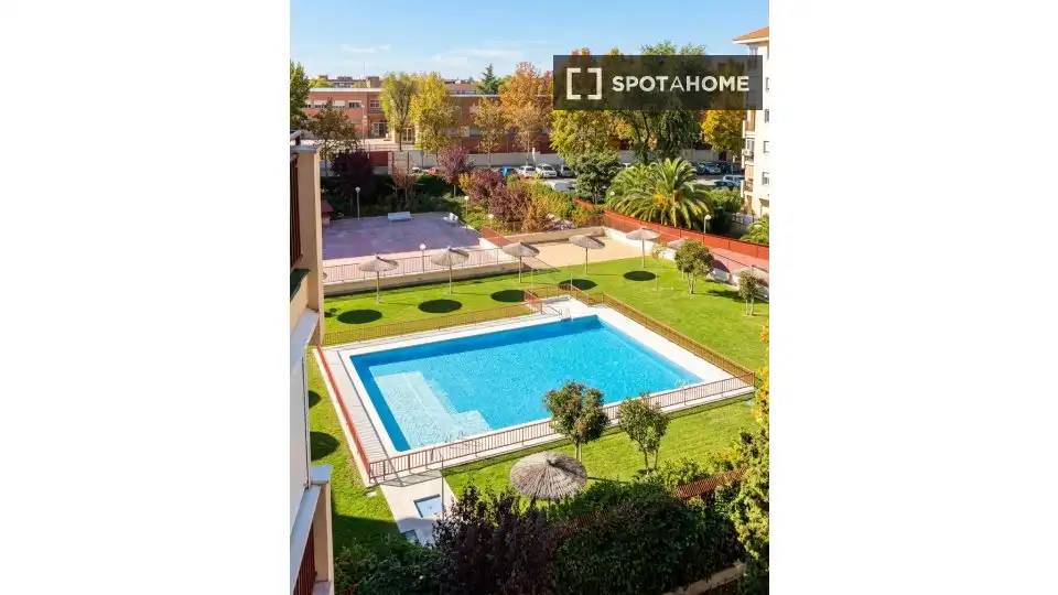 Piscina de Pis de lloguer en Madrid amb Aire condicionat, Calefacció i Moblat