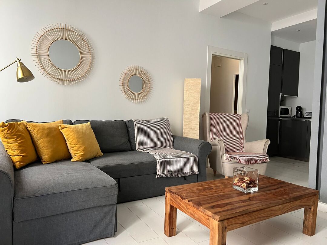 Wohnzimmer von Wohnung zur Miete in  Madrid Capital mit Heizung und Terrasse