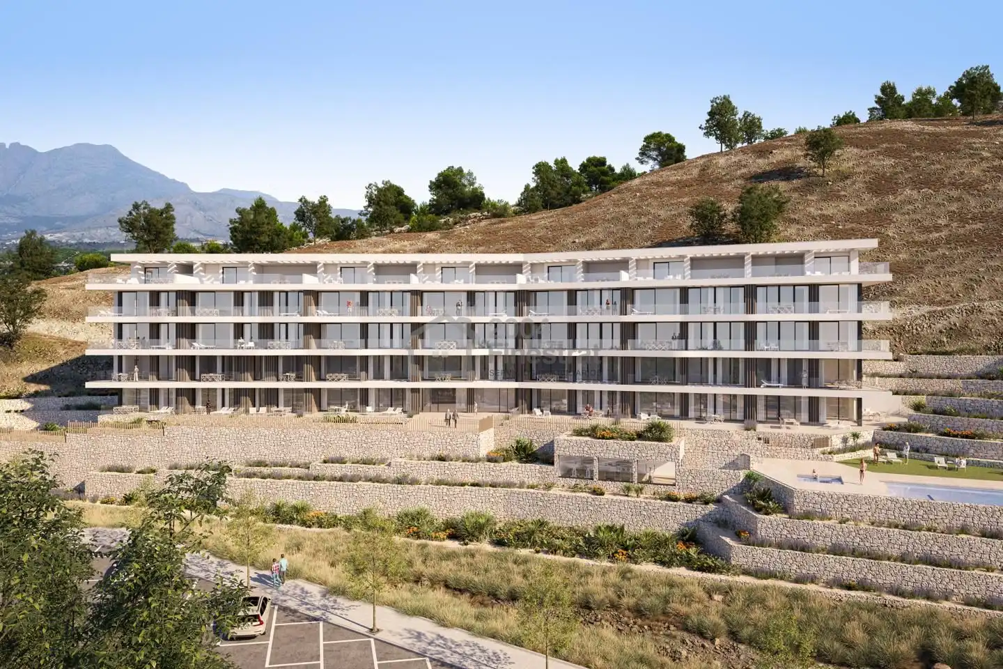 Außenansicht von Wohnungen zum Verkauf in Villajoyosa / La Vila Joiosa mit Klimaanlage, Terrasse und Gemeinschaftspool