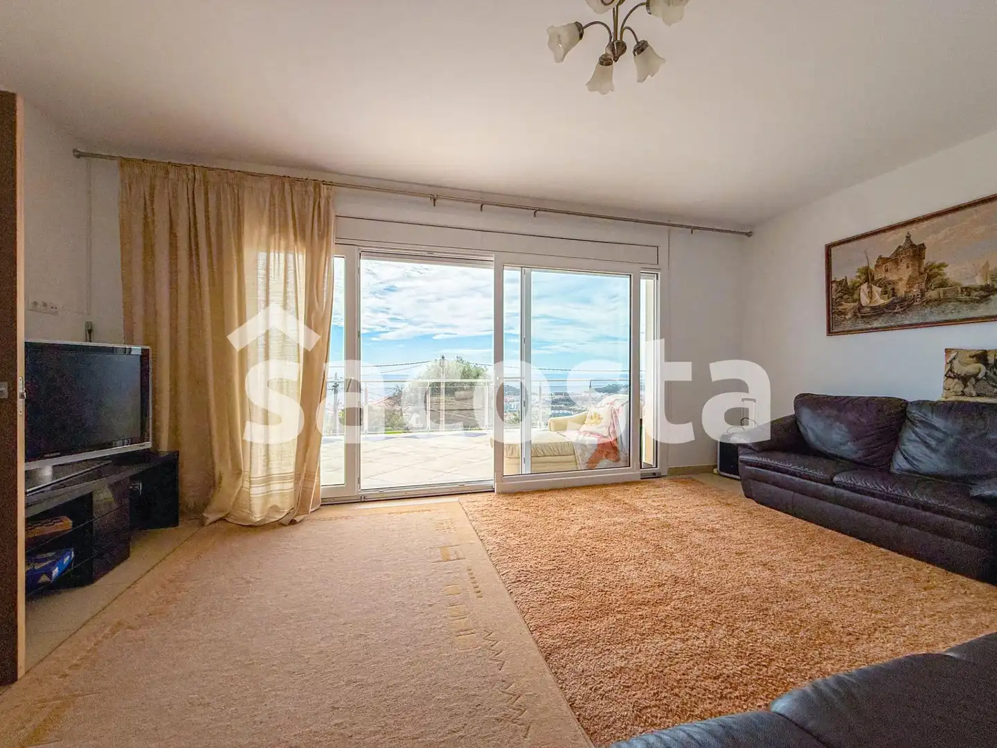 Wohnzimmer von Haus oder Chalet zum Verkauf in Lloret de Mar mit Klimaanlage, Heizung und Privatgarten