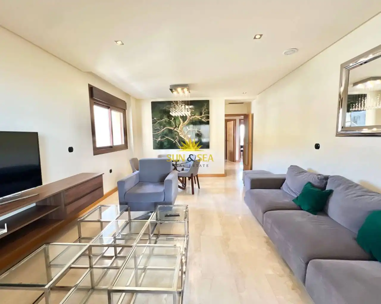 Sala de estar de Apartamento de alquiler en Guardamar del Segura con Aire acondicionado, Calefacción y Piscina
