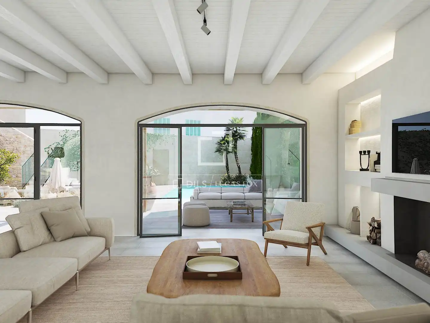 Sala d'estar de Casa o xalet en venda en Ses Salines amb Aire condicionat, Calefacció i Jardí privat